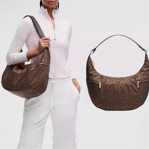 lululemon athletica Handbags - NWT Lululemon Slouchy Sling Bag 13L - Leopard Print Metal Hardware
